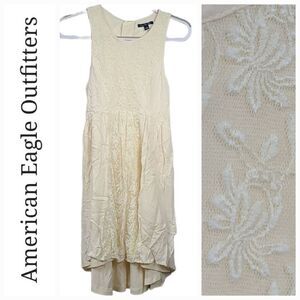 American Eagle Cream Sleeveless Lace Overlay High-Low Western Tank Dress Small